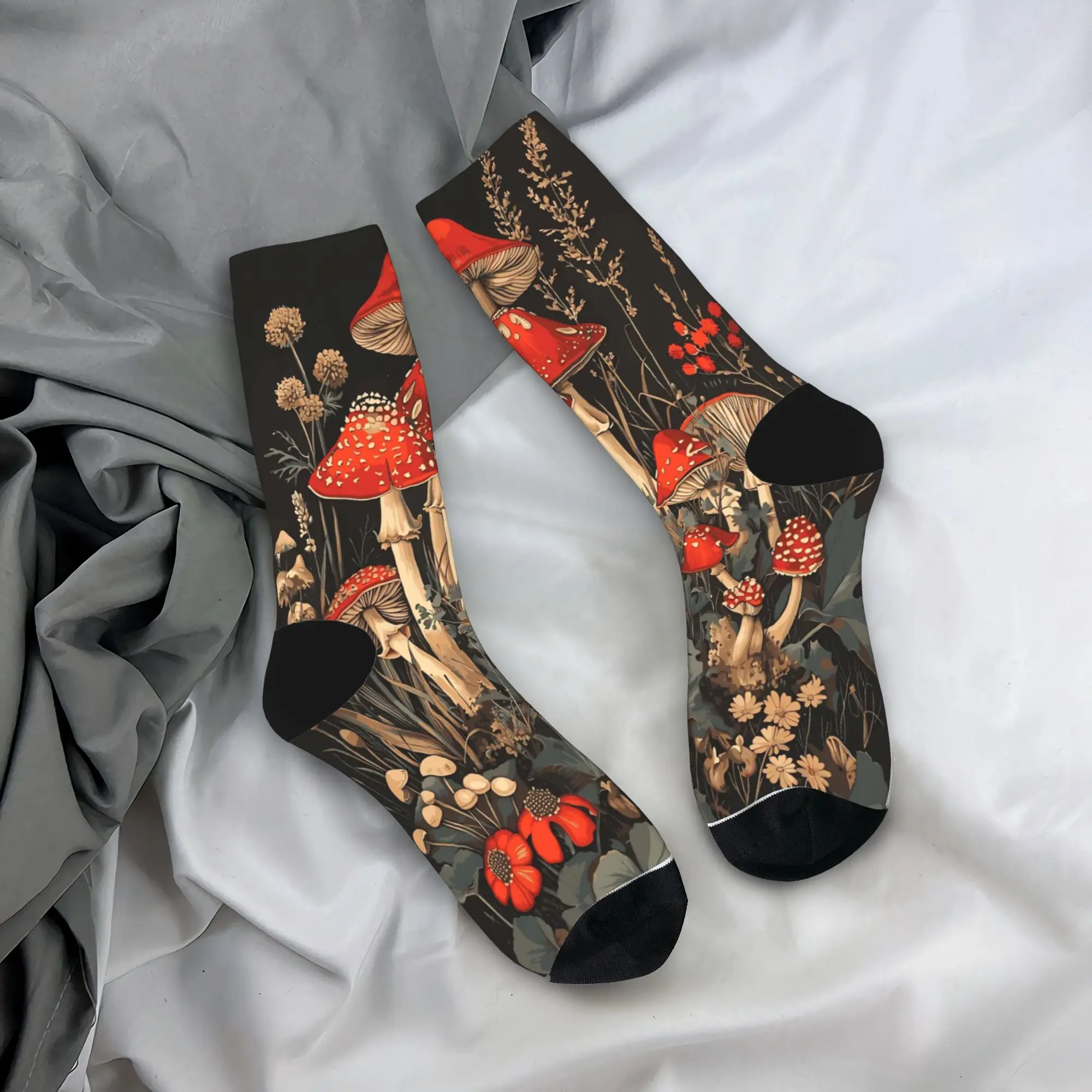 

Autumn Winter Casual Unisex Red Forest Mushroom Socks Plant Cartoon Non-slip Football Socks