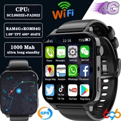 2024 RAM 4GB ROM 64GB 1.99 Inch 4G Call Smart Watch GPS Wifi Dual Camera SIM Heartrate Testing Waterproof Sports Men Smartwatch