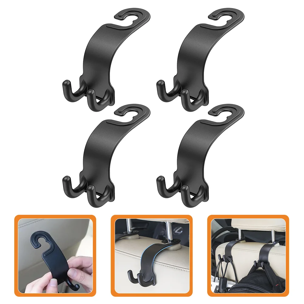 4 Pcs Coat Hanger Back Seat Car Hook 126X46cm Abs Purse Hooks for Headrest Hangers