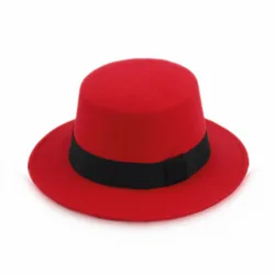 Autumn and Winter Parent-child Pure Color Woolen Top Hat Fashionable and Versatile Flat Brim Hat Magician Hat