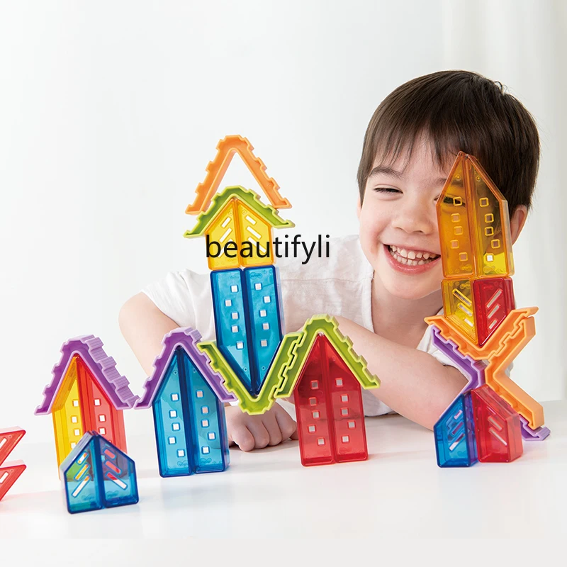 Bloques de construcción de color de construcción de integración sensorial para niños, juguetes de enseñanza de luz y sombra de construcción de partículas grandes