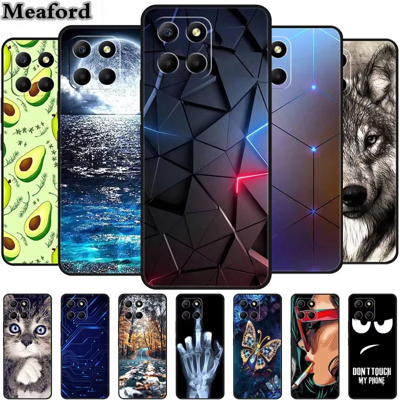 For Honor X6a Case Animals TPU Silicone Soft Phone Back Cover for Huawei Honor X6a HonorX6A 2023 Protective Wolf Black Cool Capa