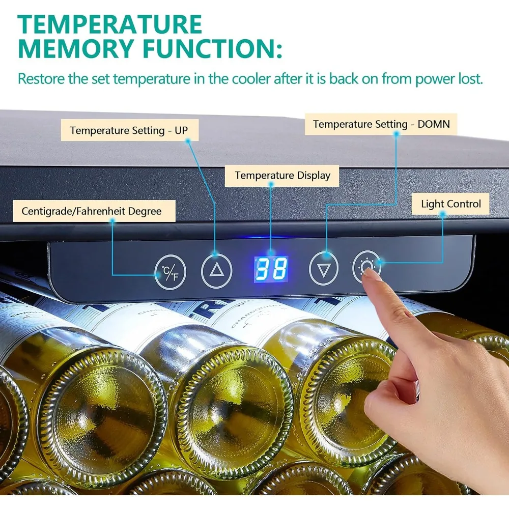 Mini Fridge 24” Beverage and Wine Cooler Built-in or Freestanding - 118 Cans & 16 Bottles