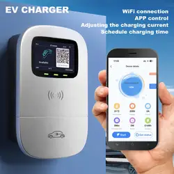 JIGU 32A 7.6KW GBT Electric Vehicle Car Charger WiFi EVSE Wallbox 11KW 22KW GB/T Charging Station Cable APP Control EV Charger