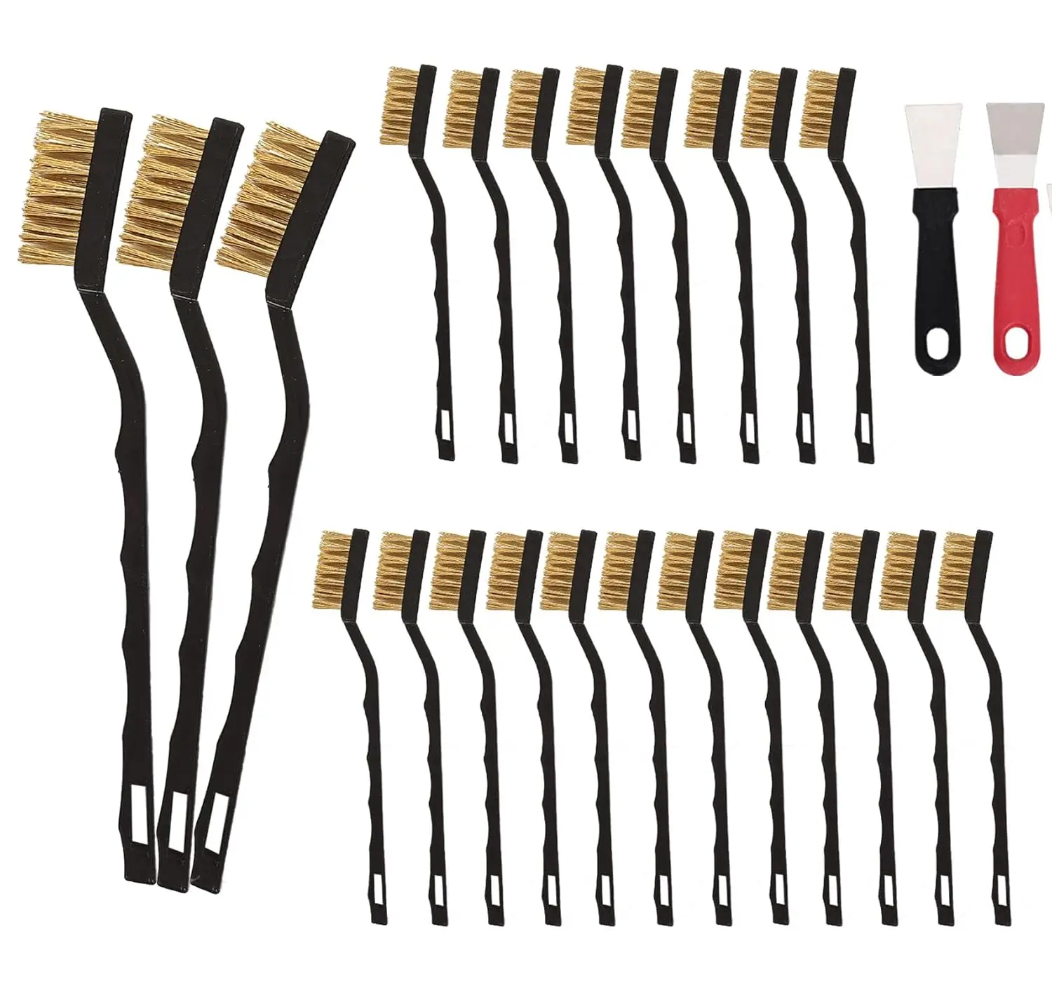 

20pcs Brass Wire Brush Set, Curved Handle for Cleaning Rust & Welding Slag