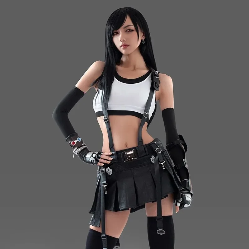 

Game Final Fantasy 7 Remake Tifa Lockhart Cosplay Costume Women Battle Uniforms Halloween Party Role Play Clothing Full Set