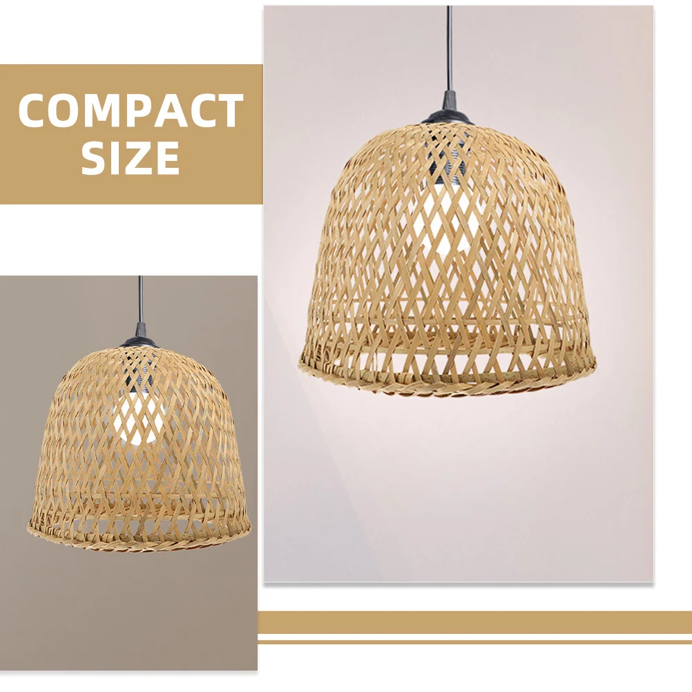 2 قطعة غطاء مصباح منسوج من الخيزران الرائع لاستبدال الثريا الناعمة لنشر الضوء مثالي لمطعم الفندق والمنزل #1