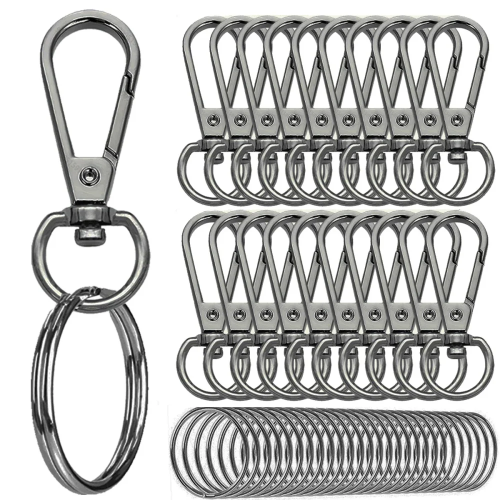 10/50 Sets Swivel Snap Hooks Double Opening Keychain Clip Rings Metal Lobster Claw Clasp for Hardware Crafts Lanyard Making image 3