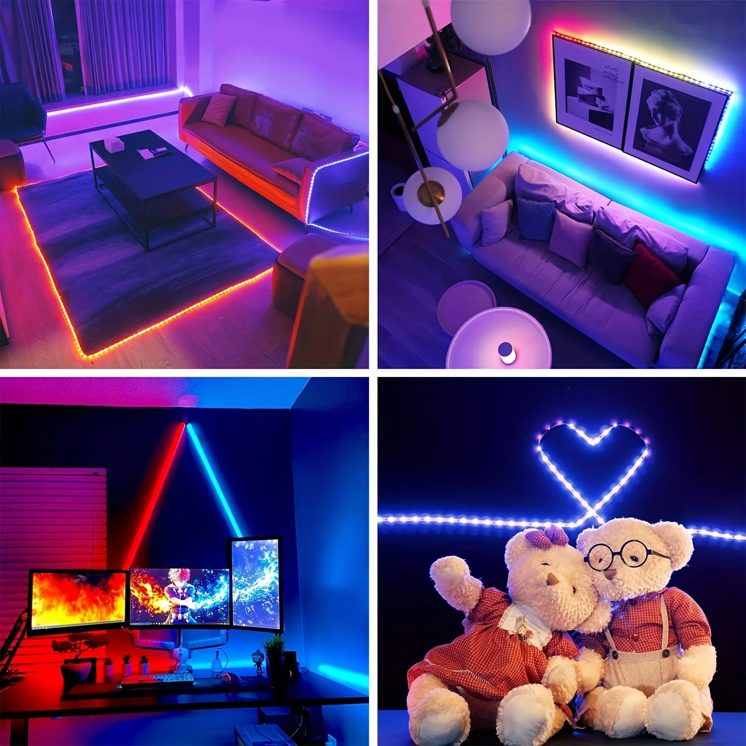 Imagem -06 - Fita Led Rgb Strip Light 16.4100ft dc 12v Wifi 5050 2835 Auto-adesivo Fita Flexível Luces Ice String Wall Room Band