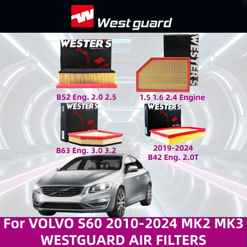 

For VOLVO S60 2010-2024 MK2 MK3, WESTGUARD Air Filter High Performance Car Accessories