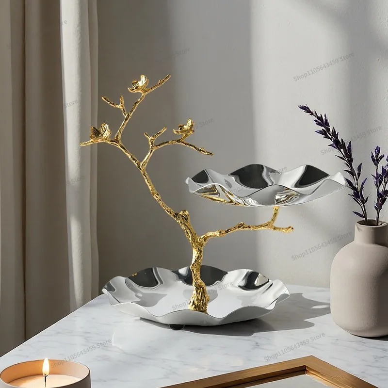 For European style coffee table, snack rack, stainless steel dining table, pastry tray, living room fruit tray