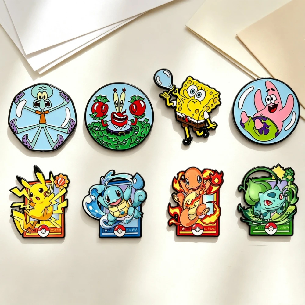 8pcs Cartoon Charmander Enamel Pins Metal Brooches Lapel Badges for Backpack Clothes Jewelry Accessory Gift for Friends