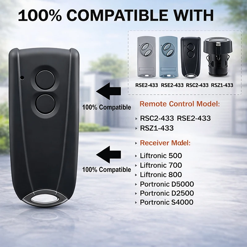 ECOSTAR RSC2 RSE2 RSZ1 Garage Door Remote Control 433MHz Compatible Liftronic 500 700 800 Portronic D5000 D2500 S4000 Receiver
