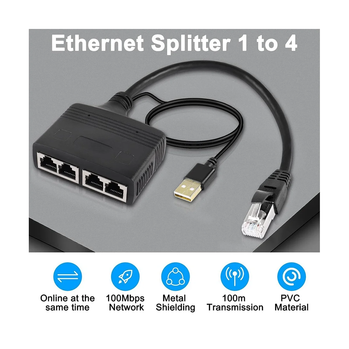 Network 1 Split 4 Hundred Megabit Network Sharing RJ45 1 Drag 4 Network Port Expansion Network