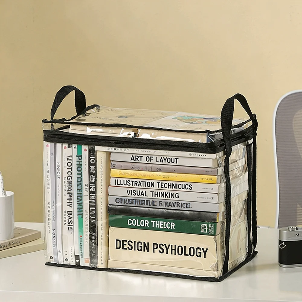 Foldable Book Box Student Dormitory Classroom Book Organizer Transparent Waterproof Household Book Organizing Storage Box Props