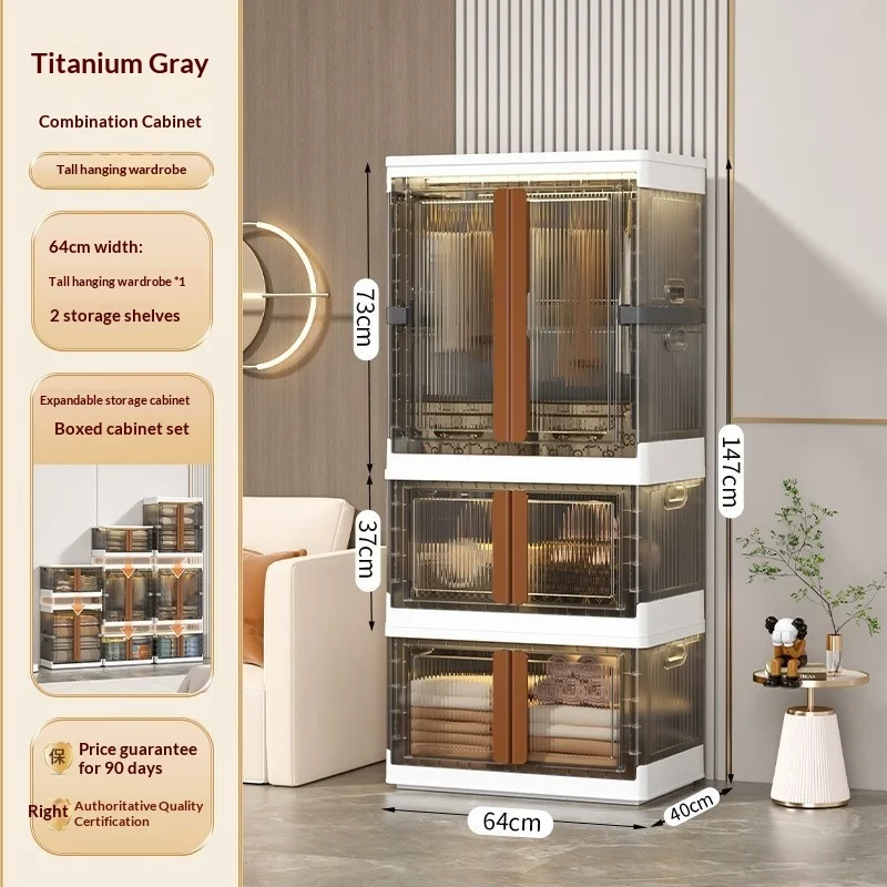 Premium-Kleiderschrank für Kinder aus Kunststoff ohne Montage, großes Fassungsvermögen, faltbar, Aufbewahrungsorganisator für Kleidung, Spielzeug, tragbarer Kindergarten-Schrank