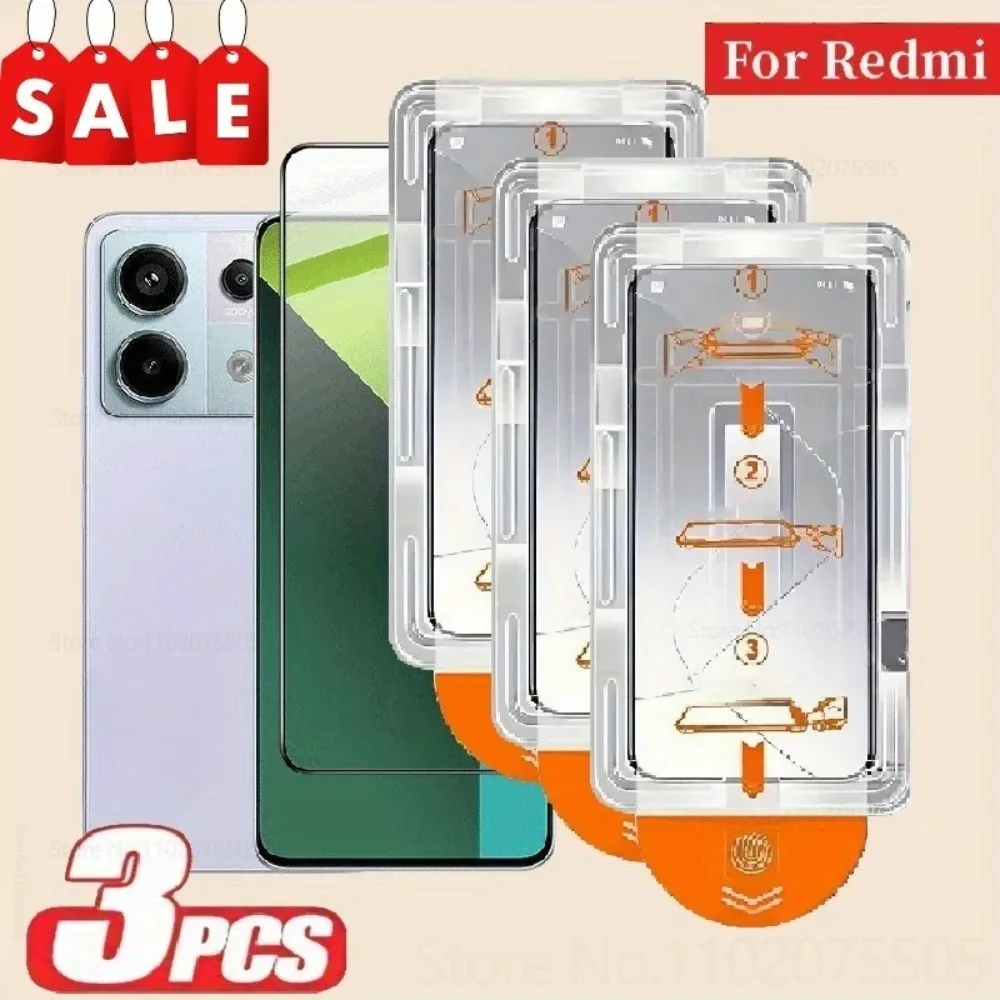 

3Pcs Full Cover Tempered Glass for Xiaomi Redmi Note 14 14 Pro+ 14S One-click Installation HD Film Note 13 12 Pro 13 ProPlus 13R