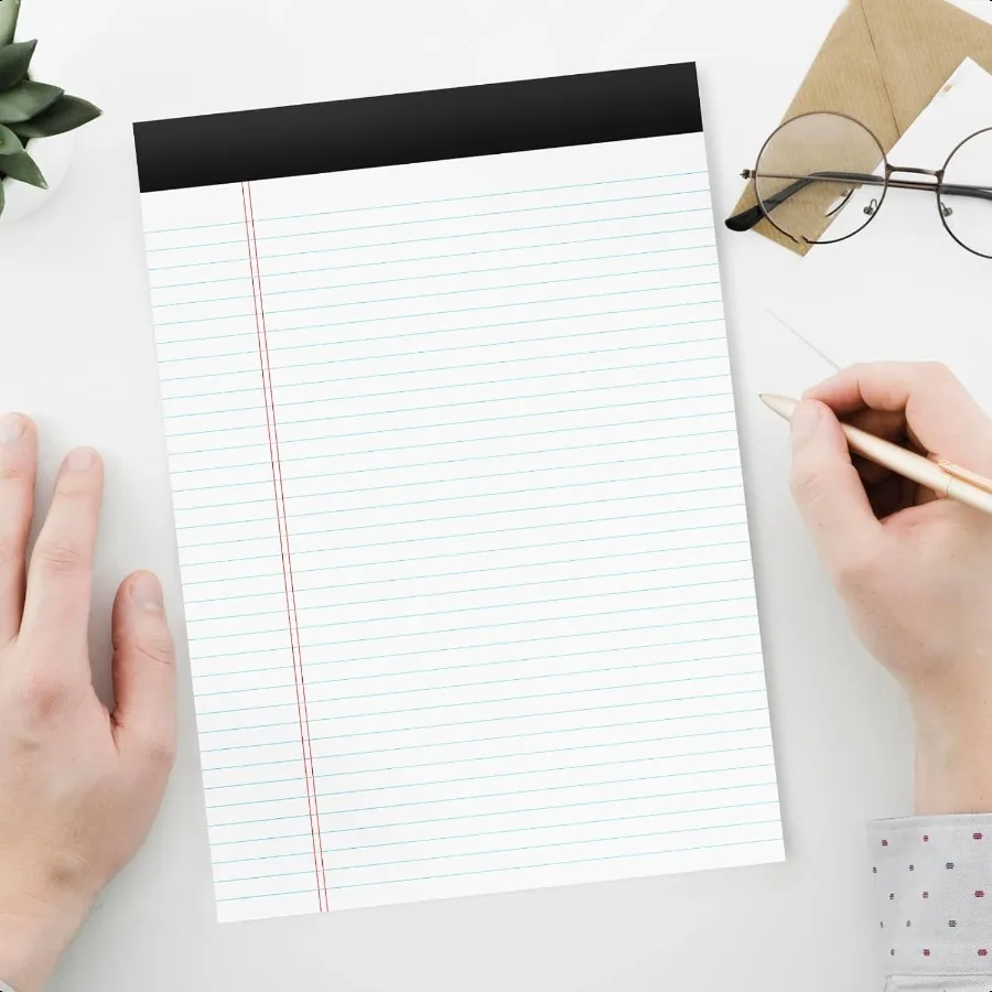 Confezione da 12 blocchi legali 8,5 x 11,75 Quaderno college a righe Blocco note in carta bianca Blocco note a righe strette 30 fogli Blocco note con scrittura perforata