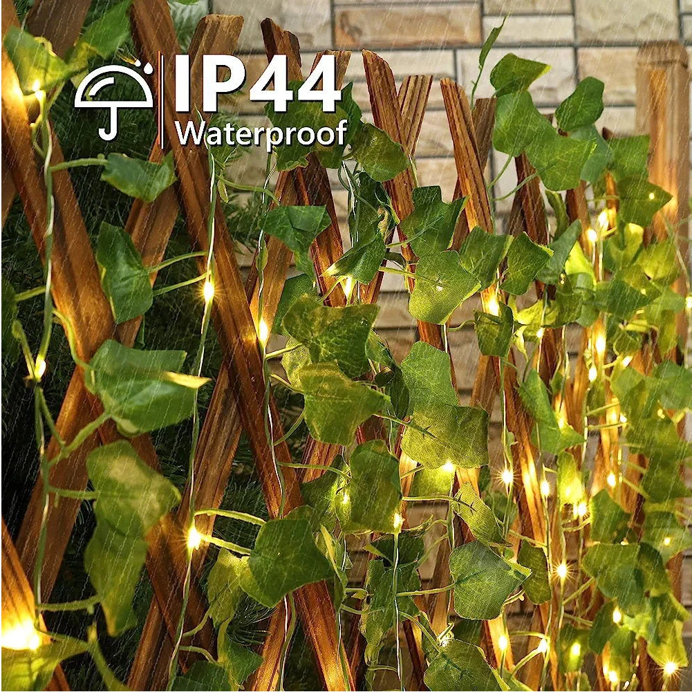 LED Ivy String Light Decor Anto On & Off Vine Fairy Lights Faux Leaves String Light Wedding Wall Decortion