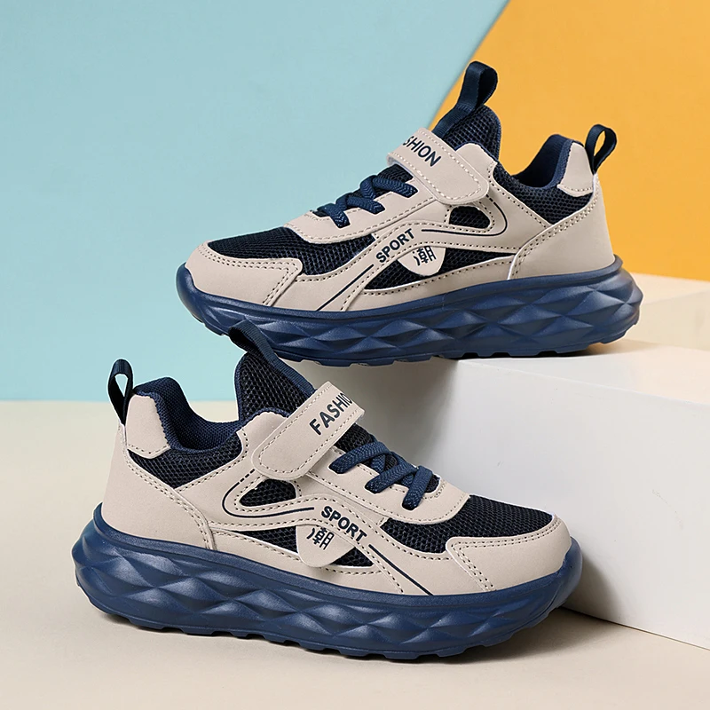 Four Seasons Children's Fashion Sports Shoes Mesh Boys' Running Sneakers Flat Casual Walking Student Shoes Lightweight