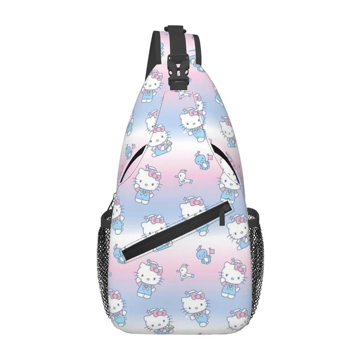 Custom Hello Kitty Anime Shoulder Crossbody Chest Backpack for Women Men Cycling Shoulder Chest Bags Sling Bag Shoulder Backpack