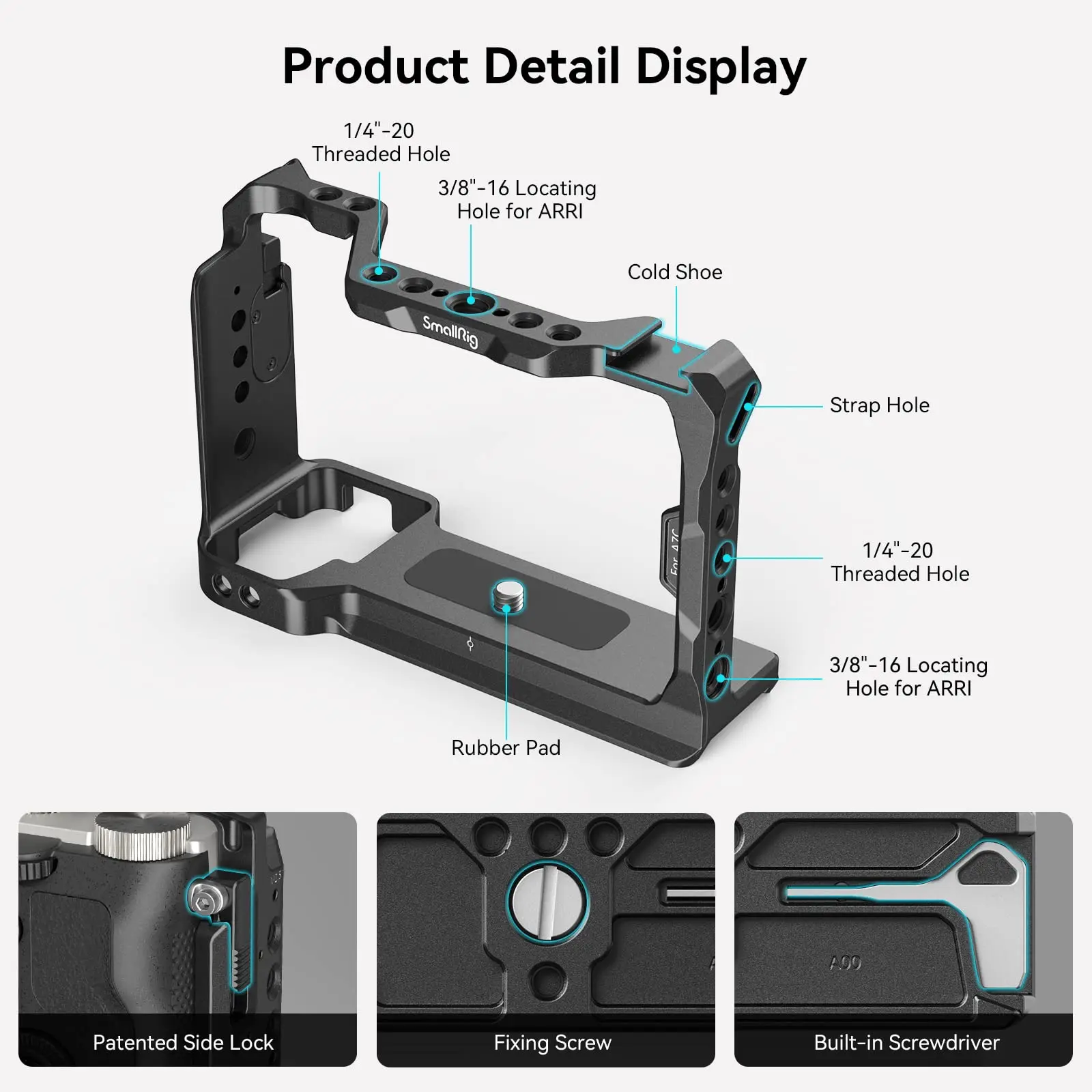 SmallRig A7C Aluminum Alloy Full Cage Camera for Sony A7C, with Arca-Swiss Quick Release Plate ARRI Camera Cage - 3081B