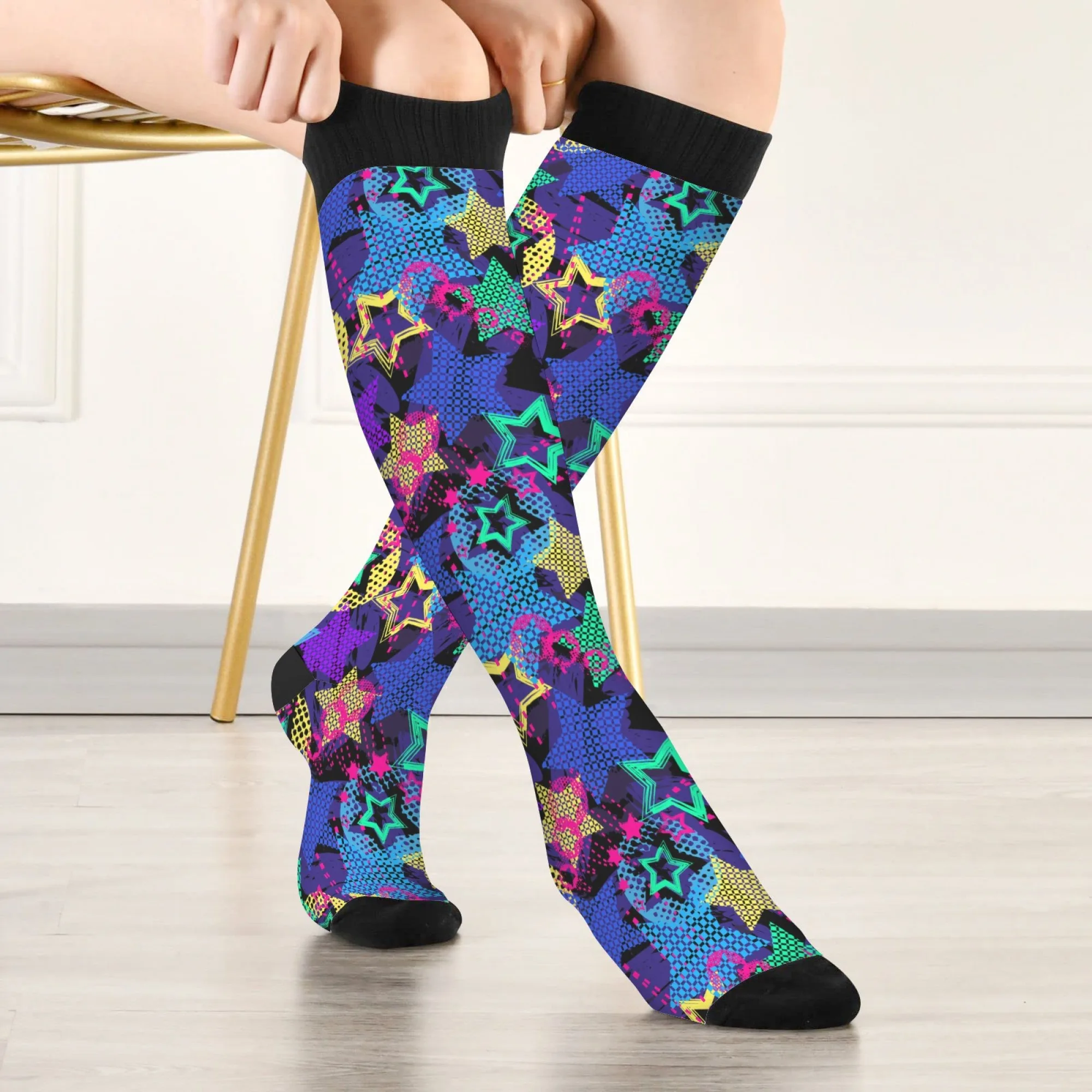 

Мужские носки с абстрактными геометрическими звездами, уличные хип-хоп стильные новинки, забавные чулки унисекс, удобные теплые повседневные модные носки
