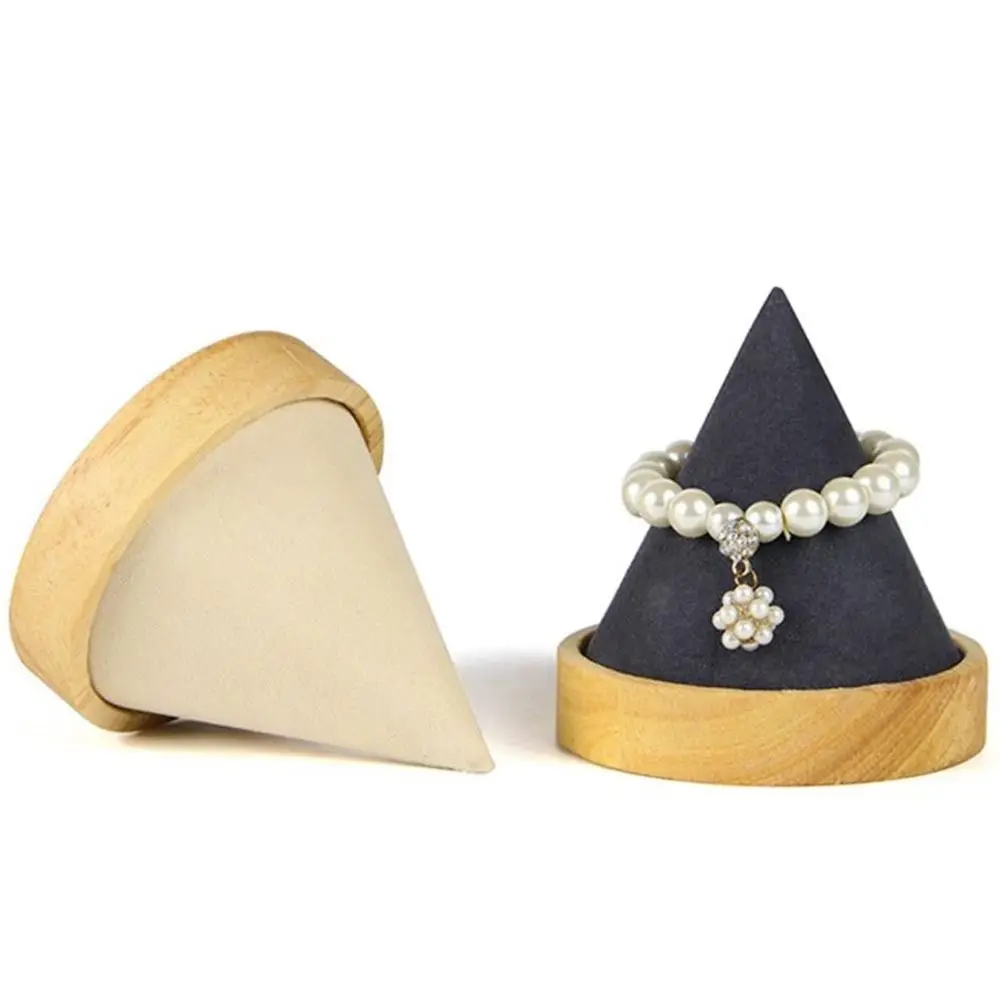 

Cone Shape Wooden Desktop Organizer Movable Jewelry Display Stand Bracelet Display Stand Practical Tools Watch Holder