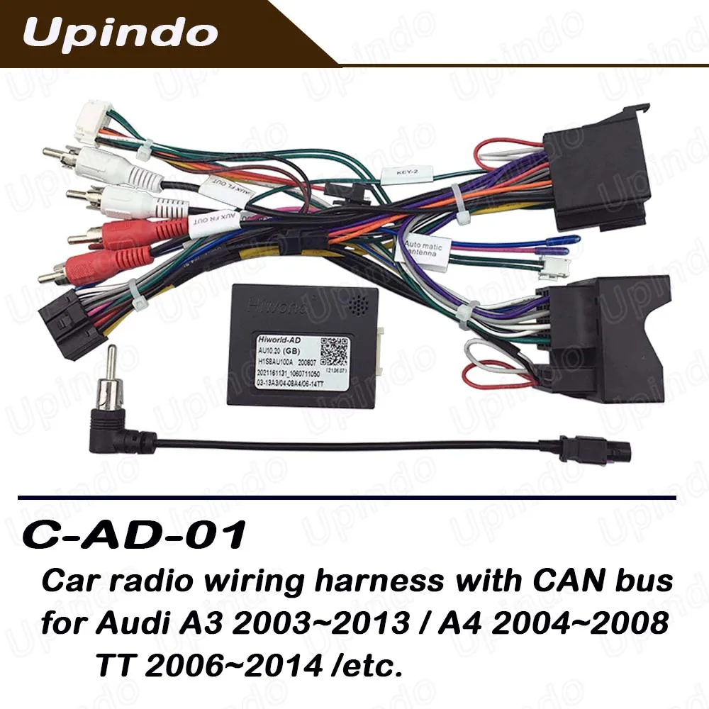 Android Radio Wiring Harness with CAN Bus Adapter Plug & Play Power Cable Connector Socket for Audi A3 A4 TT