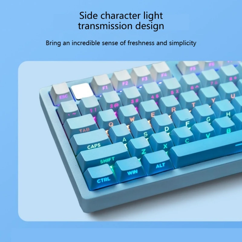 Gradient Mechanical Keyboard Keycaps Side Engraved Side Translucent Heat Sublimated Pbt Material Original Height 61-136 Keys