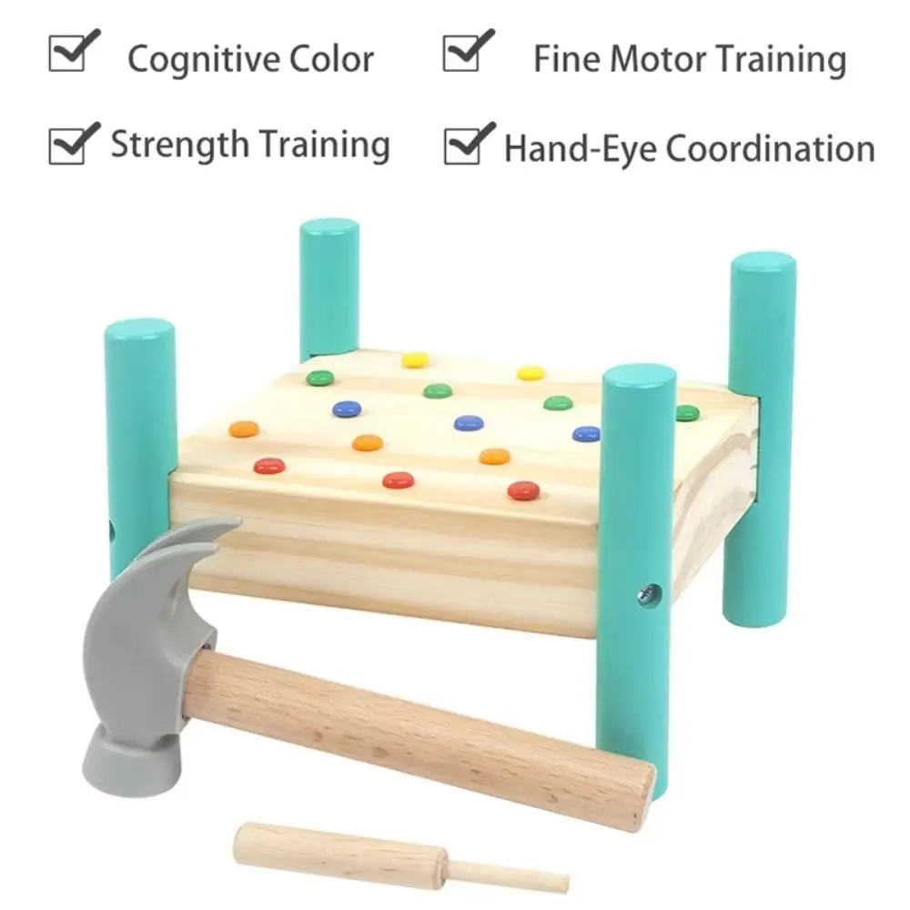 Montessori Klop Nagels Gereedschap Speelgoed Plastic Nagel Hout Dubbele Kanten Pegboard Speelgoed Kleurrijk Vroeg Leren Baby Hamer Hit Houten Speelgoed