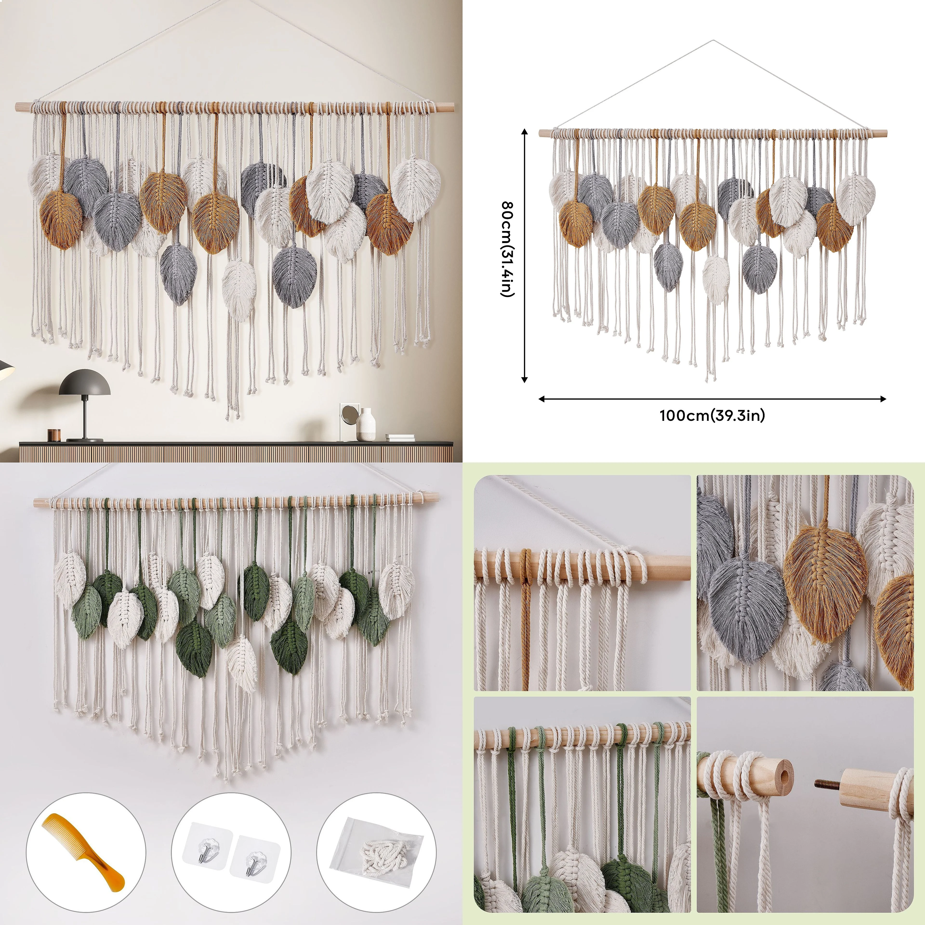 Leaf Tapestry Hanging Boho Home Decor Wall Hanging Woven Leaf Tapestry for Bedroom Living Room