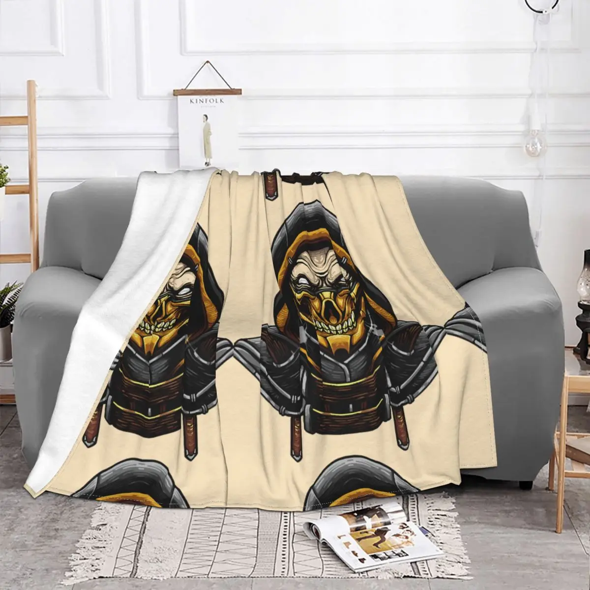 Scorpion Blanket Mortal Kombat Fighting Game Fleece Velvet  Lightweight Plaid Throw Blankets For home Plush Thin Quilt