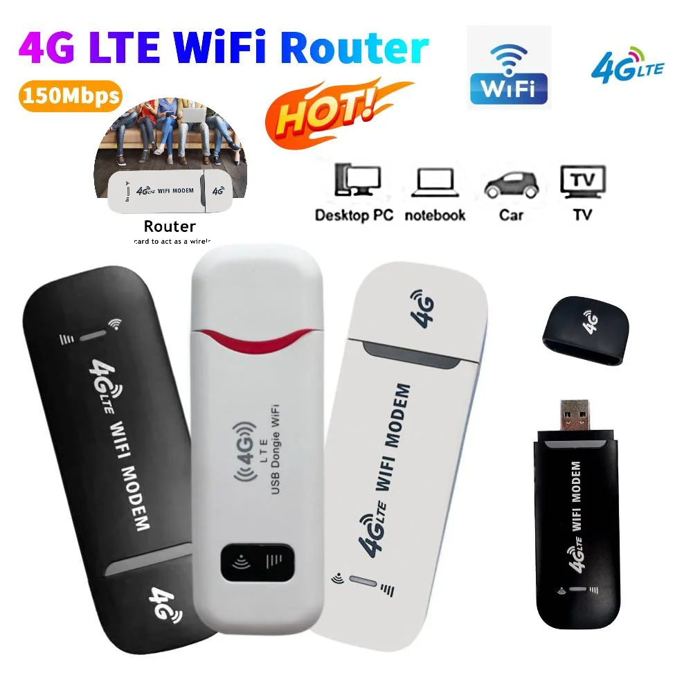 4G LTE Wireless WiFi Router USB Dongle 150Mbps Mobile Broadband Pocket Hotspot Dongle Modem Stick 4G Sim Card WiFi Adapter