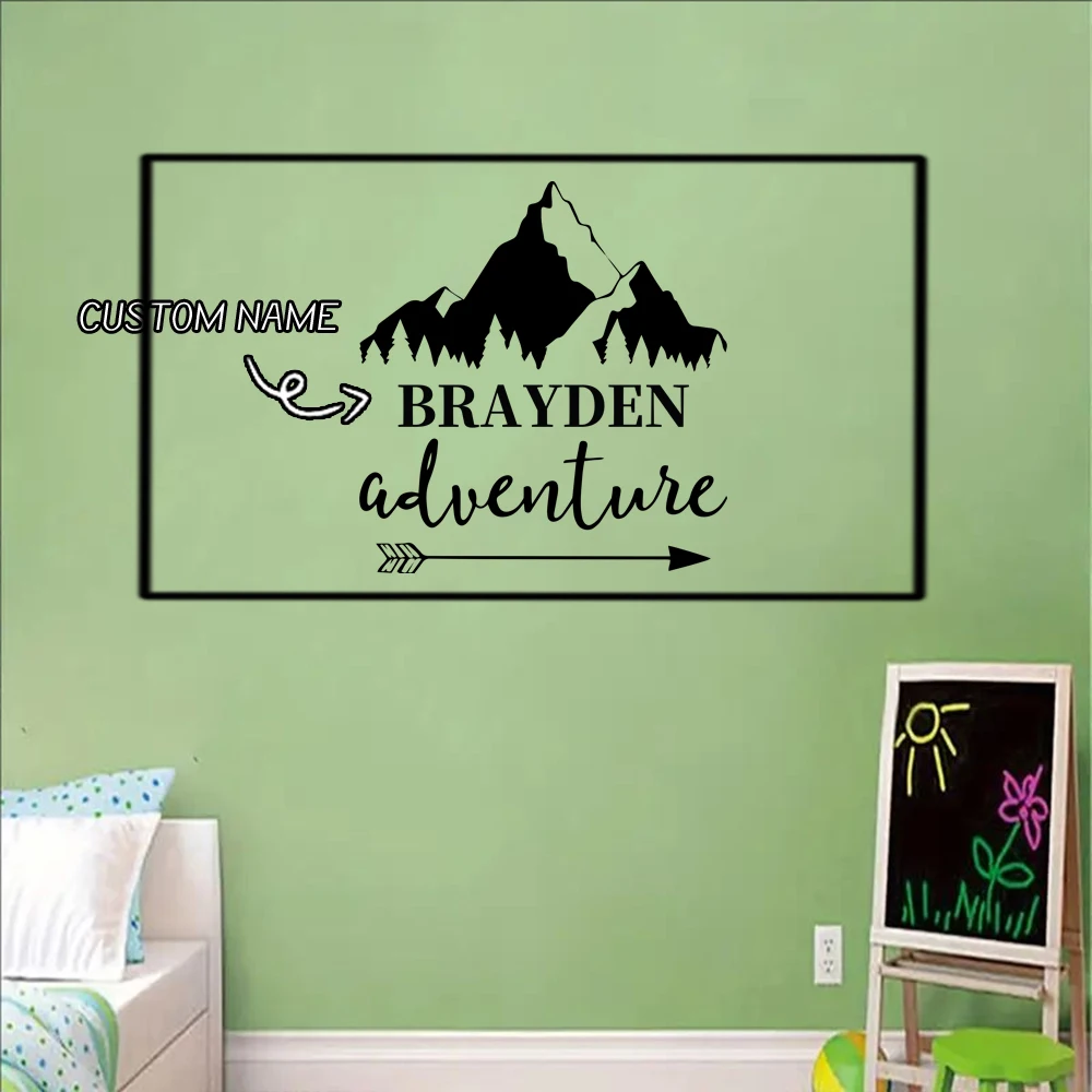 1PC Romantic Mountain peak Arrow Customized Text Decal Removable Vinyl Mural Poster Study Room Wall Art Sticker Murals