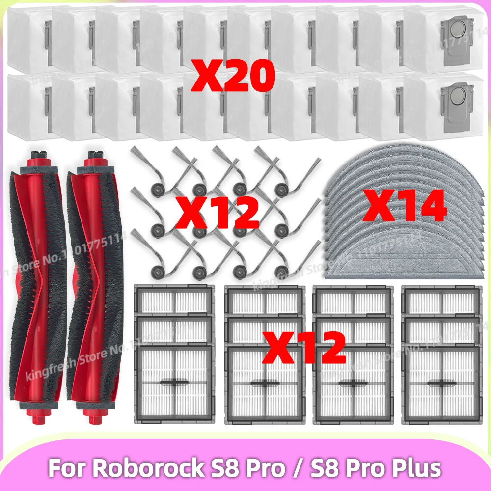 

Fit For ( Roborock S8 Pro / S8 Pro Plus ) Parts Main Side Brush HEPA Filter Mop Cloth Dust Bag Accessories