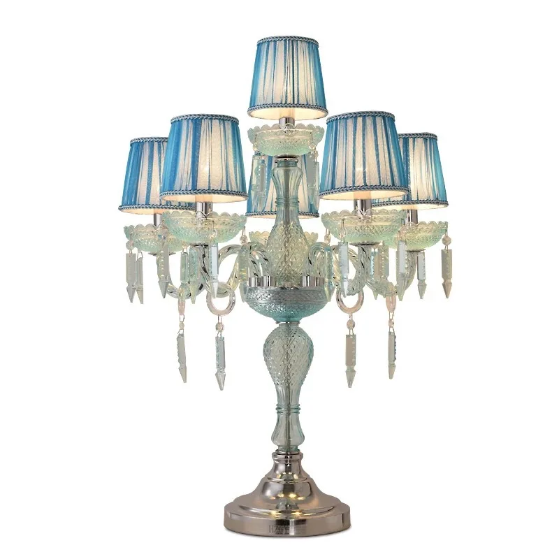European crystal table lamp, light luxury living room American bedroom bedside table lamp