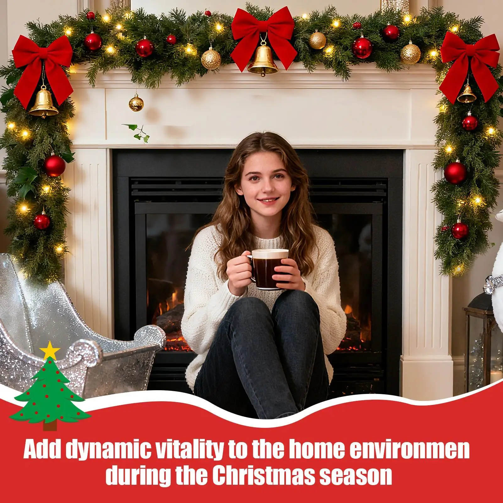 

Рождественская гирлянда для домашнего декора с 90 светодиодными лампами, реалистичная рождественская гирлянда кипариса для внутреннего и наружного гостиной, дерева