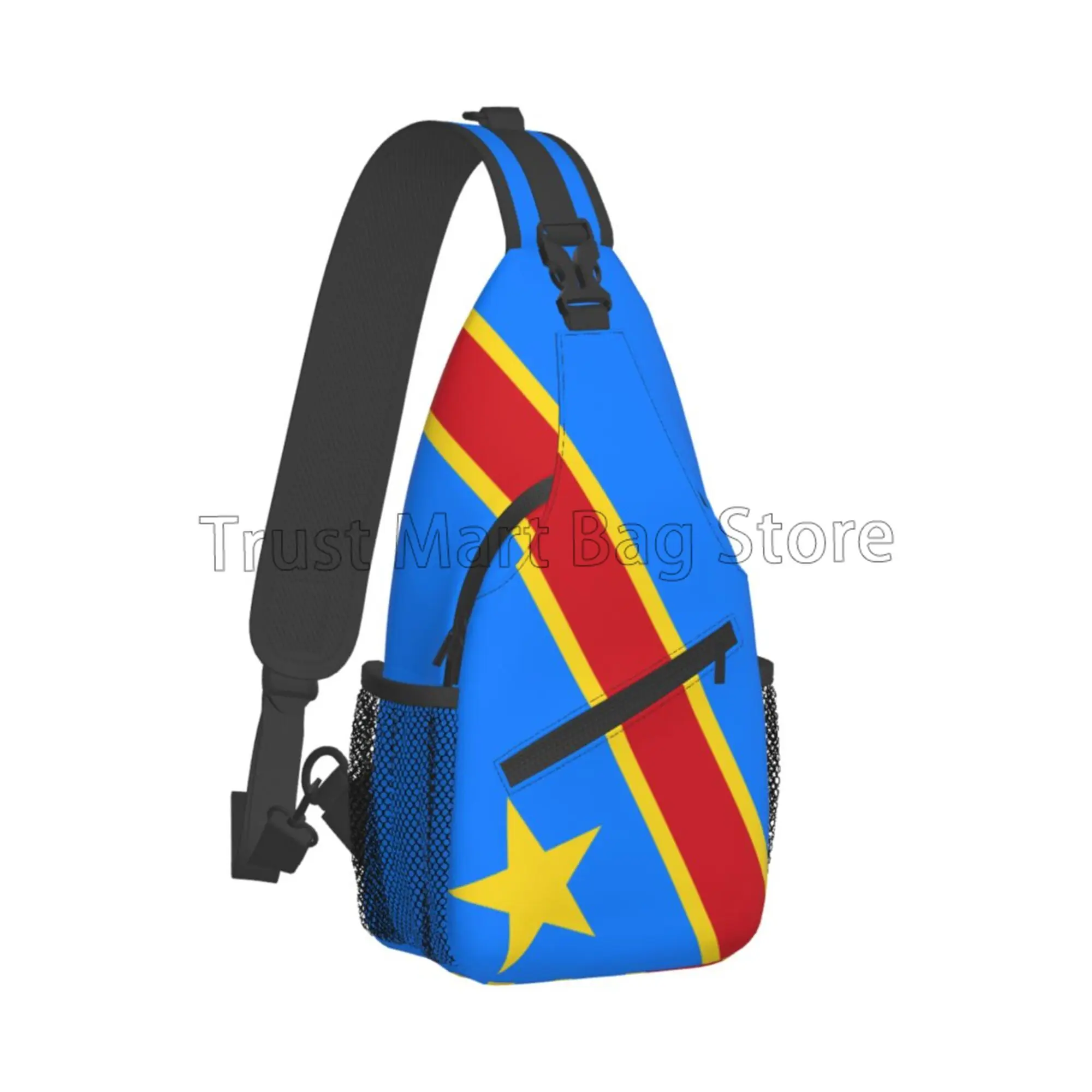 Democratic Republic of Congo Flag Print Chest Bag Casual Sling Bag Crossbody Backpack Lightweight Daypack for Outdoor Sports