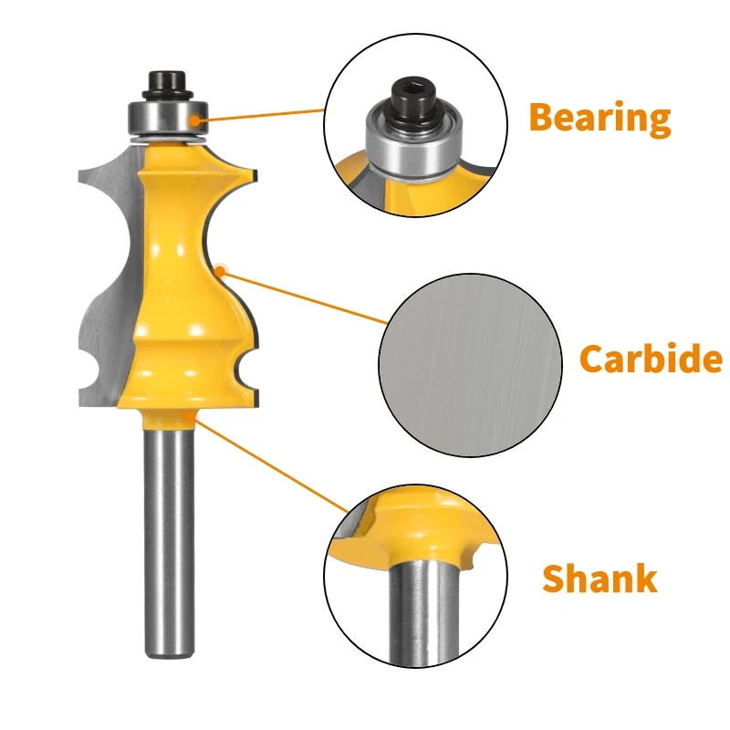 YUSUN 1PC  Fish Handrail Bit Router Bit Woodworking Milling Cutter For Wood Bit Carbide Cutters Face Mill End Mill