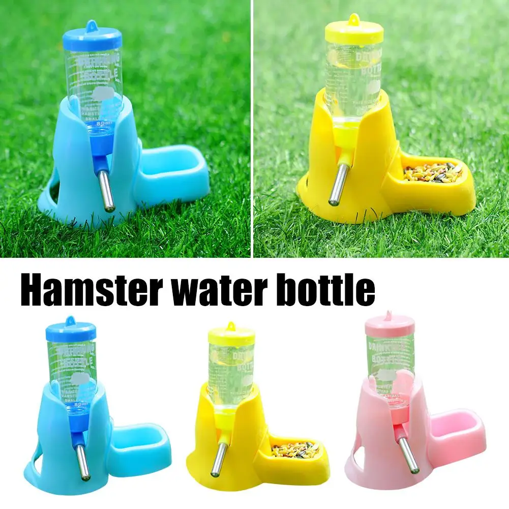 Bebedero Automático para Hámsteres y Pequeños Animales, Dispensador de Agua con Recipiente para Comida, para Cobayas