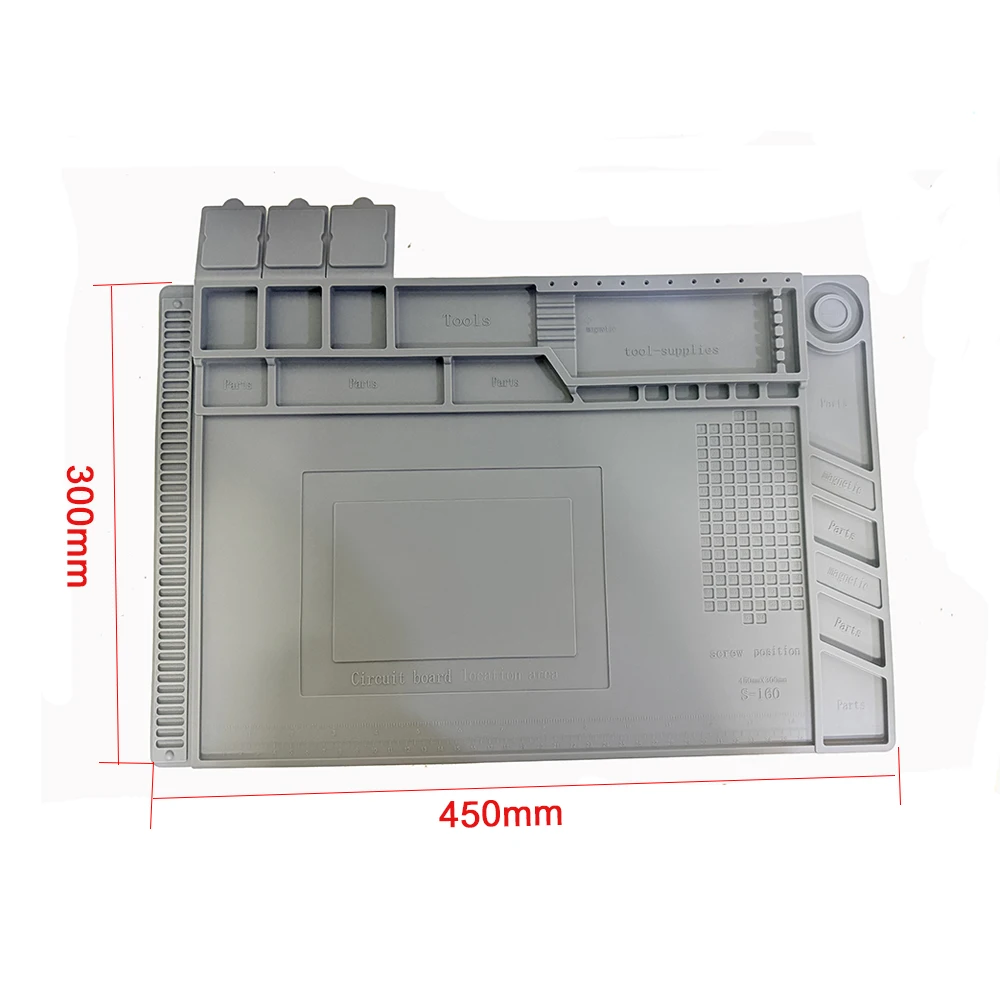 Siliconen soldeermat Pad Bureauplatform voor lasstation Ijzer Telefoon PC Reparatie Magnetische warmte-isolatie Geen lood S-160