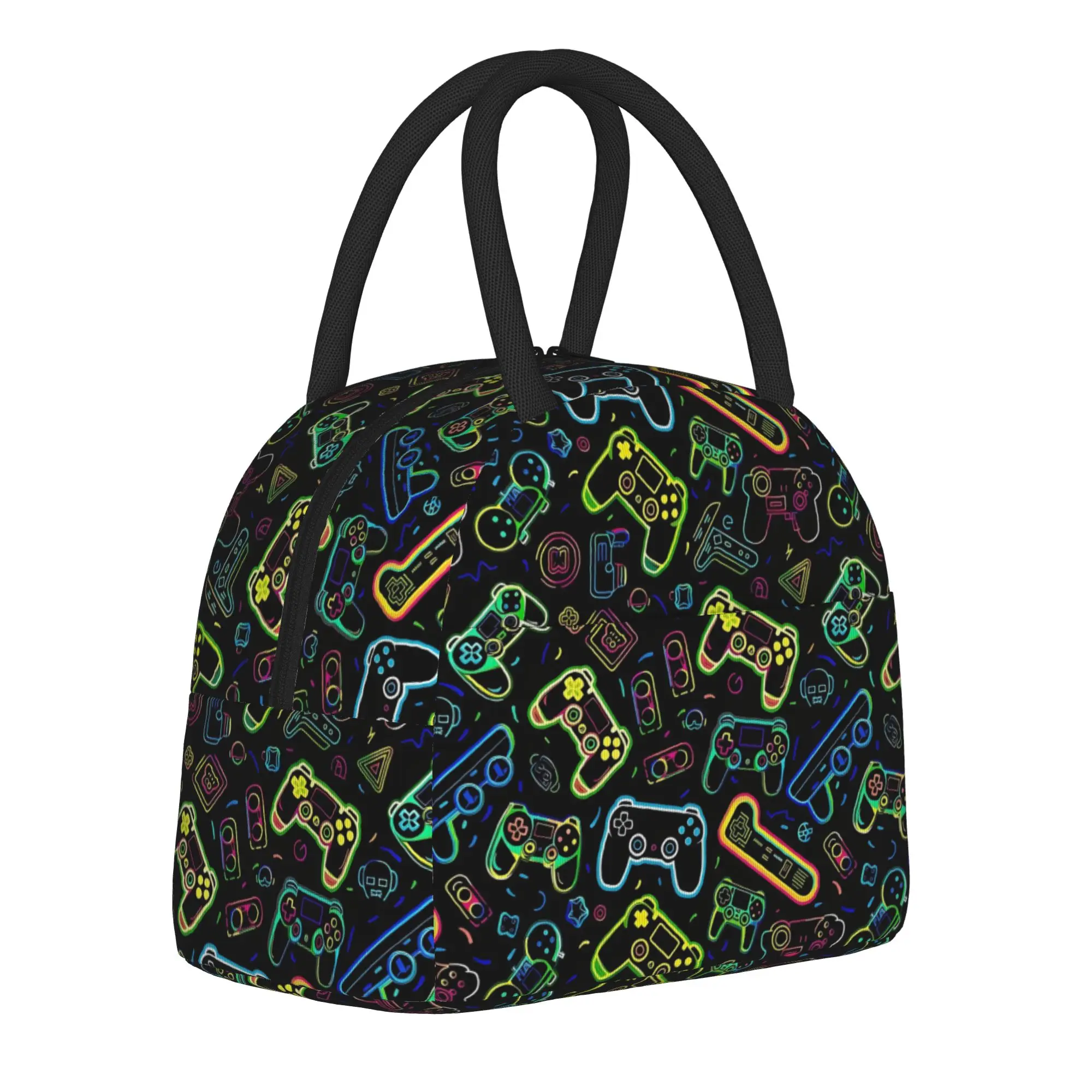 Video Game Gaming Controller Insulated Lunch Bags Cooler Bag Reusable,Meal Container  Large Lunch Box Tote Food Handbags