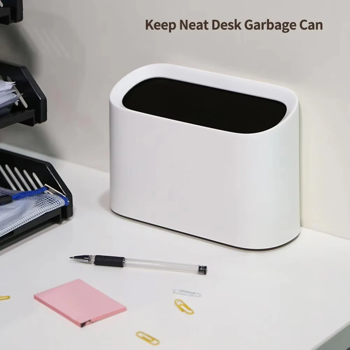 Garbage Container Waste Bins Large Capacity Double-layer Pressing Type Organizer Desktop Mini Trash Can For Office