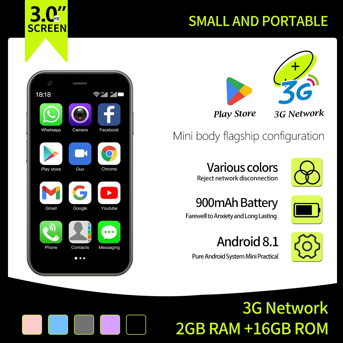 Mini smartphone 3-inch small screen smartphone 3G full network support dual SIM dual standby travel portable version