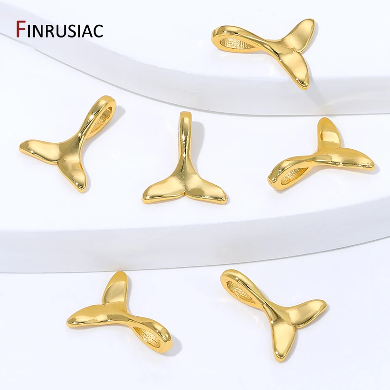 18K Gold Plated Brass Fish Tail Charm Pendant for Jewelry,Metal Mermaid Tail Pendant For DIY Handmade Jewelry Making Accessories view 4