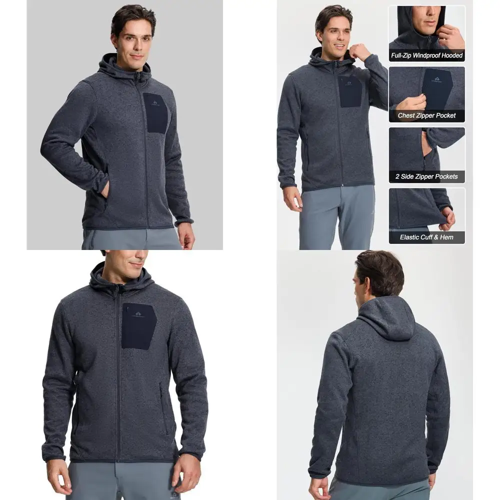 

Мужская флисовая куртка Pioneer Camp на молнии с капюшоном и нагрудным карманом, зимняя теплая легкая верхняя одежда, пальто для пешего туризма, альпинизма, катания на лыжах