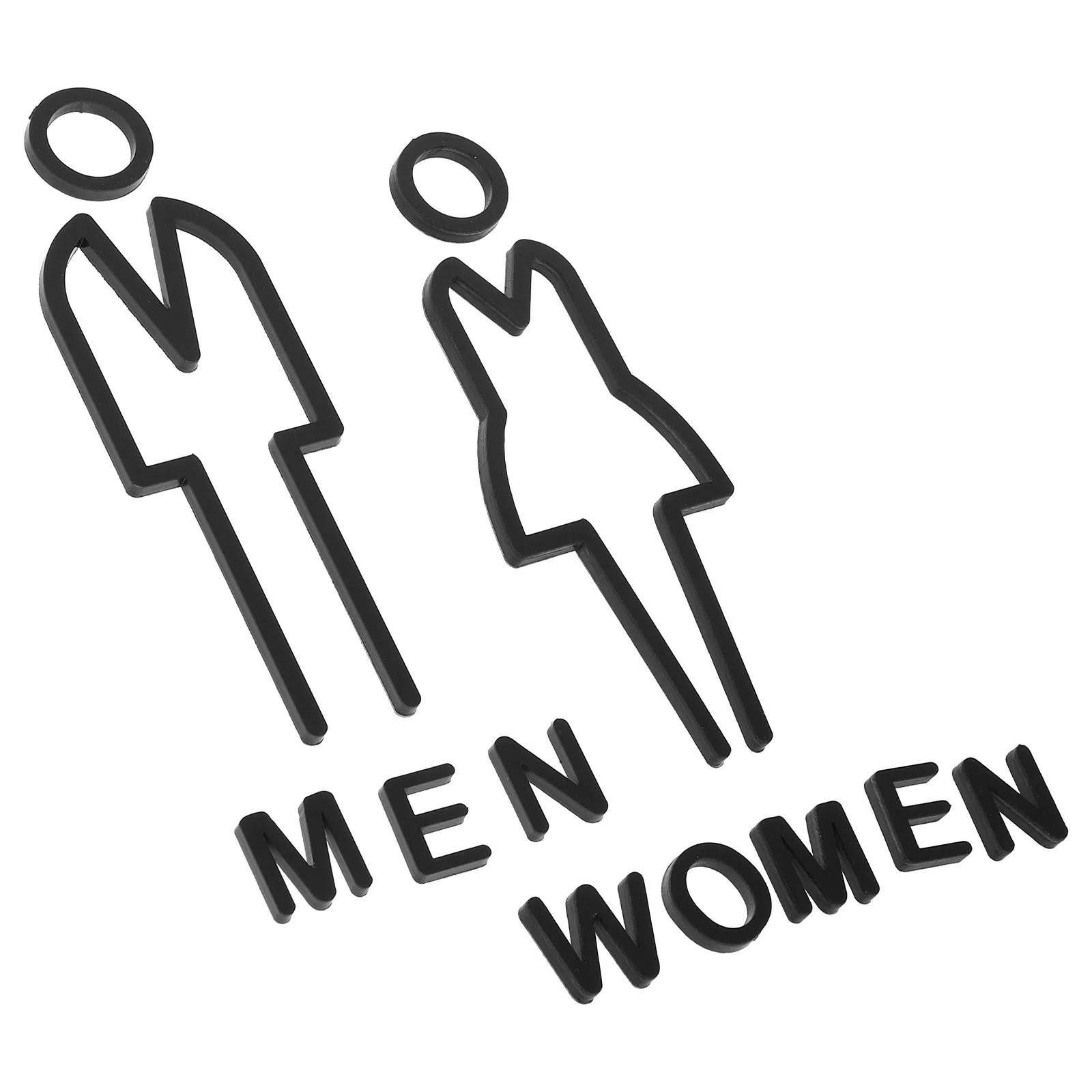 

Black Acrylic Bathroom Signs Self Adhesive Gender Labels Restroom Decor Hollow Design Thickened Material Easy Install