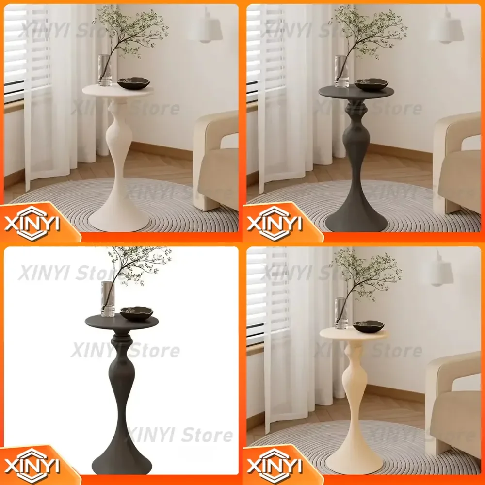 Nordic Cream Coffee Table for Living Room Furniture Shelves Iron Small Round Desk Mini Bedside Sofa Table Modern Scandinavian