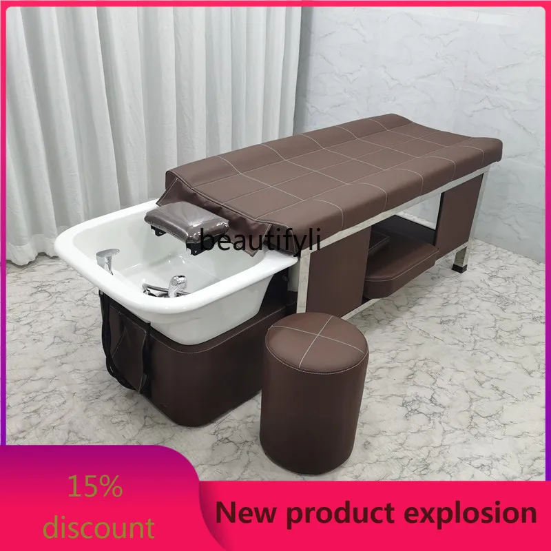 

zGModern Thai Head Therapy Stainless Steel Shampoo Chair Water Circulation Fumigation Massage Barber Shop for Hair Salon